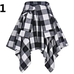 Plaid Skirt Women Pleated Lace-up Tie Mini Skirt Y2k Streetwear Harajuku Vintage Irregular Sports Street Women Fart Curtain