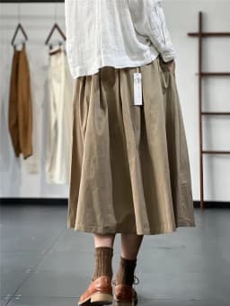 Limiguyue Vitnage A-line Midi Skirt Women Summer Literary Retro Cotton Skirt All Match Versatile Elastic Waist Loose Skirts E613