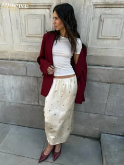 Clacive Casual Loose Print Skirt For Women 2025 Fashion High Waist Long Skirt Ladies Elegant Classic Skirt Female Clothing