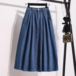 High Waist Midi Denim Skirt Women's Spring 2026 New plus Size Slimming Versatile A-Line Skirt Commute Artistic Regular Thin