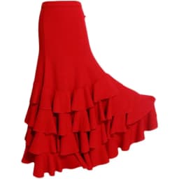 Red Dance Skirt Four Layers Polyester Cotton Flamenco Dance Costume High Waist Bell Bottoms Women's Skirts for Performance