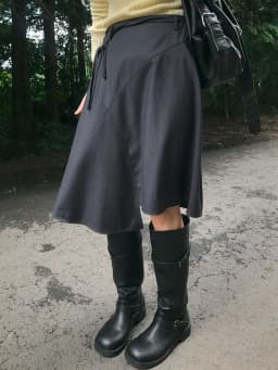 Korean Style Elegant Draped Half Skirt with Bow Tie Women's High Waist Stripe Asymmetrical Skirt Commute Style Regular Fit