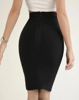 Womens Elegant Formal Skirts Knee Length Knit Bandage Skirt Pencil Office Ladies Bodycon High Street Party Skirts Korean Fashion