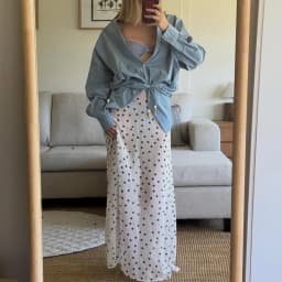 Talenza Summer Polka Dot Maxi Skirts Fashion Casual Contrast Loose Lace Skirts New High-Waisted Vintage Party Vacation Women's