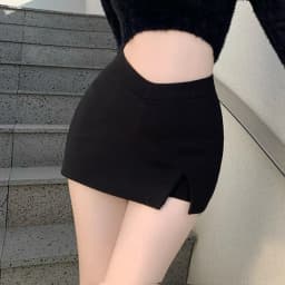 Black Split Mini Skirts Women Summer Sexy Club High Waist Slit Skirt Streetwear Korean Party Fashion Irregular Slim A Line Skirt