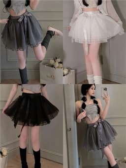Ballet Mesh Half Skirt Summer New Style Puffy Skirt Small Size Gauze Skirt Slimming Puffy Short Skirt Girls High Waist A-Line...