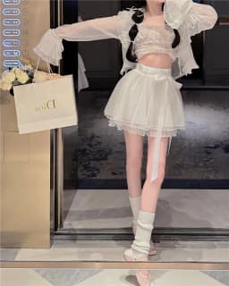 Ballet Mesh Half Skirt Summer New Style Puffy Skirt Small Size Gauze Skirt Slimming Puffy Short Skirt Girls High Waist A-Line...