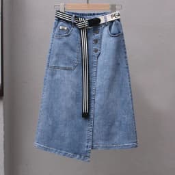 Irregular Denim Skirt Women Spring Summer New 2026 Elastic waist Joker A-line Buttocks Wrapped Skirts For Ladies Casual Clothing