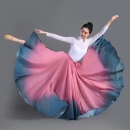 Women's 360-720 Degrees Big-hem Dance Skirts Gradient Color Chiffon Maxi Skirts Elastic-waist Elegant Square Dance A-line Skirts