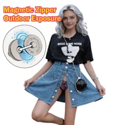 Woman Outdoor Exposure Skirts with Magnetic Button for Easy Take off Underwear Expose Dress Outdoor Sport Couple Costume Date