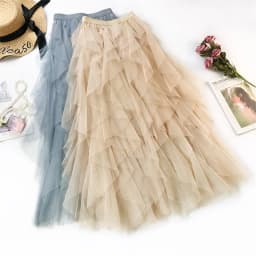 Fashion Tutu Tulle Skirt Women Long Maxi Skirt 2022 Spring Summer Korean Black Pink High Waist Pleated Skirt Female