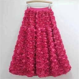 3D Floral White Skirt Women A-line Elastic High Waist Female Skirt Faldas Ajustadas French Chic Elegant Long Skirts Dropshipping
