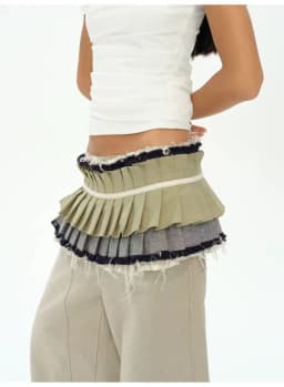 Denim Patchwork Drawstring Waistband Skirt Girls Streetwear Y2K Skirt for Women 2025 Autumn New Fashion Versatile Short Skirts