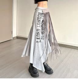 American Harajuku Punk Spliced Constrast Color Long Skirt Y2k Aesthetic Sexy Side High Split Jupe Letter Print Vintage Skirts