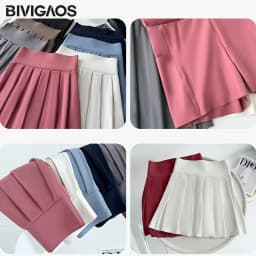 BIVIGAOS Summer Fashion Fake Two Pieces Pleated Skirts Shorts With Pocket Women Sharkskin Sport Fitness Tennis Mini Short Skirt