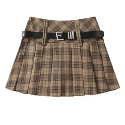 Vintage Plaid Women Pleated Skirts Y2K High Waist Preppy with Belt Mini Skirts Spring Korean All Match Ladies A Line Skirts New