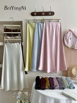 Beiyingni 2025 New Style Woman's Satin Mermaid Skirt Spring Summer Luxury Elegant Office Ladies Skirts Fashion Ball Gown Skirt