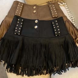 Women's Y2K Harajuku Fringe Rivet Mini Skirt American Retro High Waist A Line Skirt Vintage Gurenge Fashion Summer Skirt New