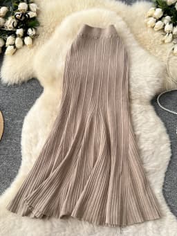 SINGREINY Female French Knitted Mermaid Skirt Autumn Stretch High Waist Rib Knit Classy Winter Thick Versatile Basics Long Skirt