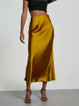 28 Colors New 2026 Women's Elegant High Waist Satin Long Skirts Female Summer Solid Color Faldas Fashion Women Skirts KBA3