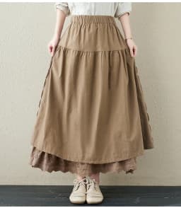 Japanese Mori Girl Embroidery Lace Cotton Linen Skirts Women Summer Vintage High Waist Casual A-Line Boho Skirts Faldas Mujer