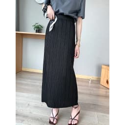 Miyake Pleated Classic Elastic Waistband Straight Casual Skirts (90CM)