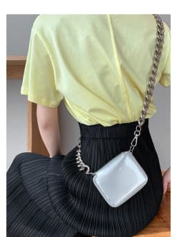 Miyake Pleated Classic Elastic Waistband Straight Casual Skirts (90CM)