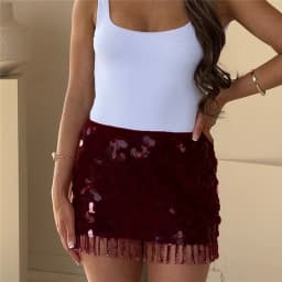 Sexy Tassels Sequins Mini Skirt Women Fashion Bodycon A-line Mini Skirt Summer Glitter Lady Party Club Dress High Street Wear