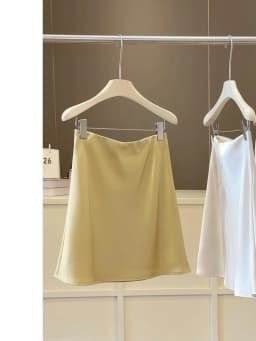 New 2026 Women Summer Satin High-waisted Mini Skirt Elegant Office Lady Solid Color Fashion A-line Short Skirt