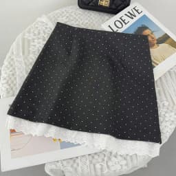 Sweet Polka Dots Mini Skirt Women Summer Lace Patchwork Casual Suit Skirts Korean High Waist A Line Office Lady Zipper Skirt New