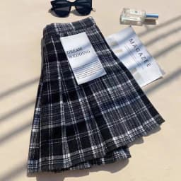 Plaid Woolen Pleated Skirts for Women Fall Winter High Waist Preppy Warm Mini Skirts Lady Fashion Korean All-Match A Line Skirts