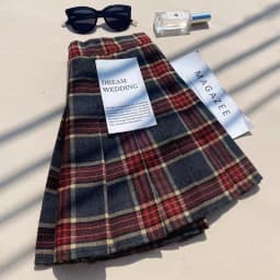 Plaid Woolen Pleated Skirts for Women Fall Winter High Waist Preppy Warm Mini Skirts Lady Fashion Korean All-Match A Line Skirts