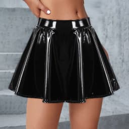Glossy Latex Leather Skirt For Women Plus Size High Waist Solid Color Pleated Skirt For Nightclub Pole Dancing Sexy Mini Skirt