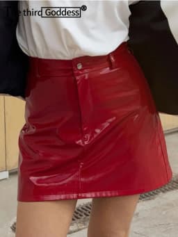 Sexy Red PU Leather Mini Skirt Women Summer Micro Short Party Skirts Woman Clothing Fashion Streetwear High Waist Pencil Skirt