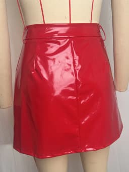 Sexy Red PU Leather Mini Skirt Women Summer Micro Short Party Skirts Woman Clothing Fashion Streetwear High Waist Pencil Skirt