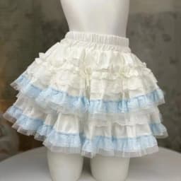Y2k Gothic Elastic Waist Cross Short Skirt Women Sweet Hot Girl Chic High Waist Ruffle Skirts Female Design Retro Cake Skirt New