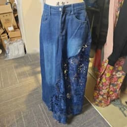 Women Denim Maxi Skirts High Waist Lace Stitching Jean Long Skirt Ladies Summer Spring Autumn Fashions
