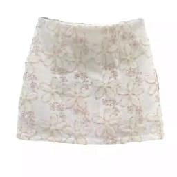 White Flower Skirt Women's Spring And Summer 2025 New High Waist Slim Anti-Exposure A-Word Hip Skirt MiNiskirt