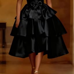 Elegant Women Shiny Satin A Line Cake Skirt High Waist Tierred Ruffles Christmas Party Birthday Wedding Guest Event Occasion New