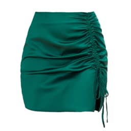 Elegant Stylish Solid Color Ruffle Bodycon Skirt Sexy High Waist Zip Satin Midi Skirt Women Sexy Bodycon Mini Short Skirt