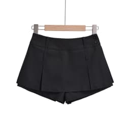 High Waist ort Pants Splice Skirt Women's Retro Two-Way Wear Pleated Skirt Double Hole Slit f Body Skirt