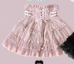 Japanese Mines Style Sweet Cute Lace Splicing Lace-up Heart PU Buckle High Waist Slim A-line Versatile Lolita Short Skirts Women