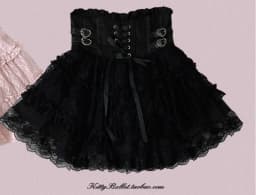 Japanese Mines Style Sweet Cute Lace Splicing Lace-up Heart PU Buckle High Waist Slim A-line Versatile Lolita Short Skirts Women