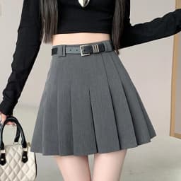 Women's High Waist Gray Pleated Skirt Summer New Preppy Style Slim Fit A-line Skirts Woman Solid Color Casual Student Mini Skirt