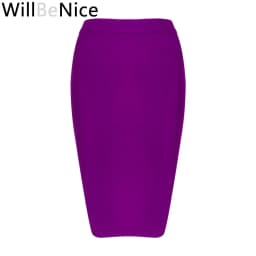 Willbenice Sexy Office Bandage Skirts Nude Purple White Bodycon Slim Womens Knee Length Hot Pink Fuchia Black Pencil Maxi Skirts