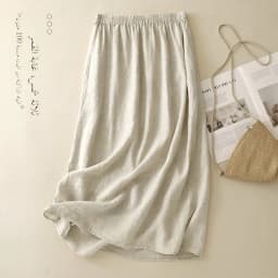 Summer New Pure Linen Half Skirt Elastic Waist Midi A-Line Simple Vintage Half Skirt Japanese Style Women's Fashion