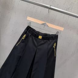 High Street Skirts Women's Retro Double Zipper Pocket Elastic Waist Elegant Style A-line Streetwear Skirt Nylon Fabric