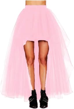 Pink Fluffy Tulle High Low Skirt Puffy Tiered Women's Tutu Skirts Party Night Maxi Dress Cosplay A-Line Petticoat