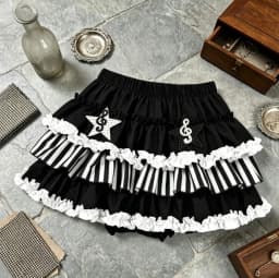 Retro Vintage Harajuku Y2K Piano Print Lace Ruffle Mini Skirt Women 2026 New French Elegant Casual Summer Fashion Skirt 2000s