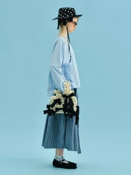 imakokoni women's skirts Female clothing long skirt checkered pattern bow waist a line loose fit casual daily resort wear